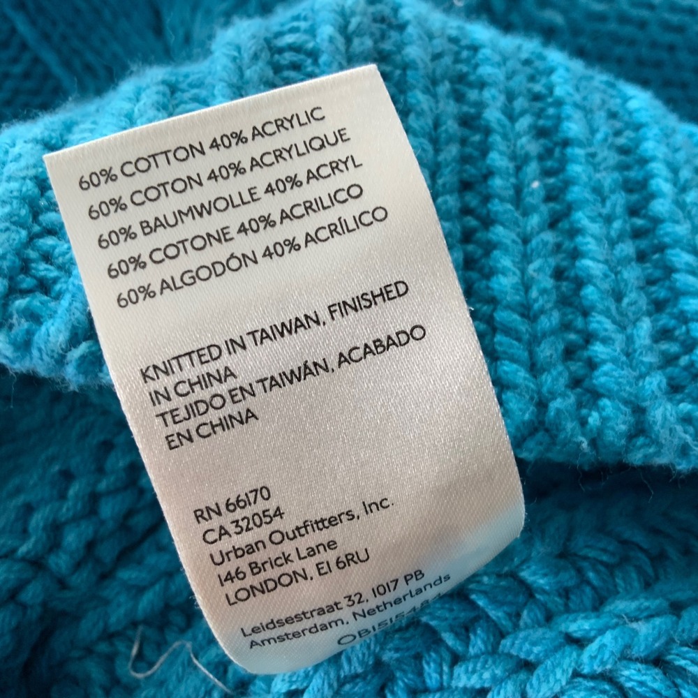Free People Blue Knit Cable Stitch Cropped Sweater Women's Small - Picture 9 of 9